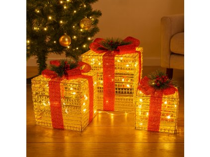 LED vánoční dárkové boxy, sada 3 ks