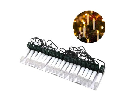 Vánoční LED světelné svíčky na stromeček – 20 ks
