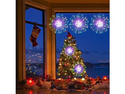 Světelný závěs s 10 dekorativními LED ohňostroji
