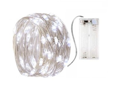 Vánoční mikro řetěz na baterie, studená bílá, 2m, 20 LED