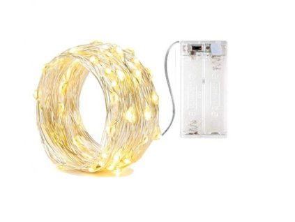 Vánoční mikro řetěz na baterie, teplá bílá, 2m, 20 LED