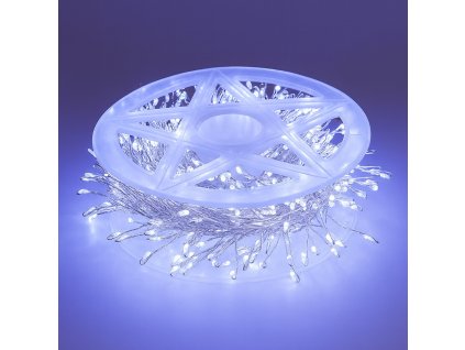 Vánoční LED nano řetěz, studená bílá, 10m, 300 LED, 8 programů, dálkový ovládač, IP65
