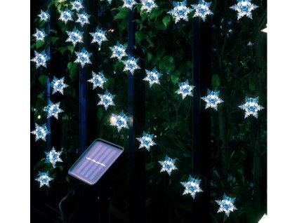 Solární vánoční řetěz s velkými sněhovými vločkami, teplá bílá, 5m, 30 LED