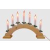 Vánoční dřevěný svícen ve tvaru oblouku, přírodní barva, 7 svíček plamen