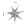 Vánoční hvězda papírová závěsná se stříbrnými třpytkami ve středu, bílá, 60 cm, vnitřní