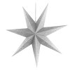 Vánoční hvězda papírová závěsná se stříbrnými třpytkami ve středu, bílá, 60 cm, vnitřní
