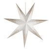 Vánoční hvězda papírová závěsná se zlatými třpytkami na okrajích, bílá, 60 cm, vnitřní