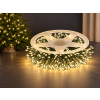Vánoční LED mikro řetěz, teplá bílá, 20m, 600 LED, 8 programů, zelený drátek, IP65