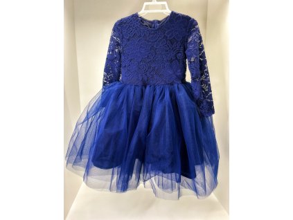 Šaty s krajkou a tylovou sukní MODRÁ