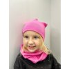 Čepice s nákrčníkem z žebrovaného úpletu RŮŽOVÁ