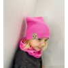 Čepice s nákrčníkem z žebrovaného úpletu RŮŽOVÁ