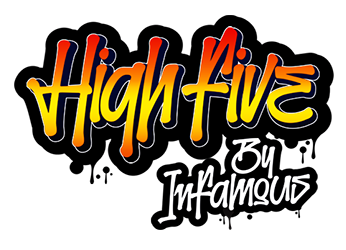 Infamous high five product series logo