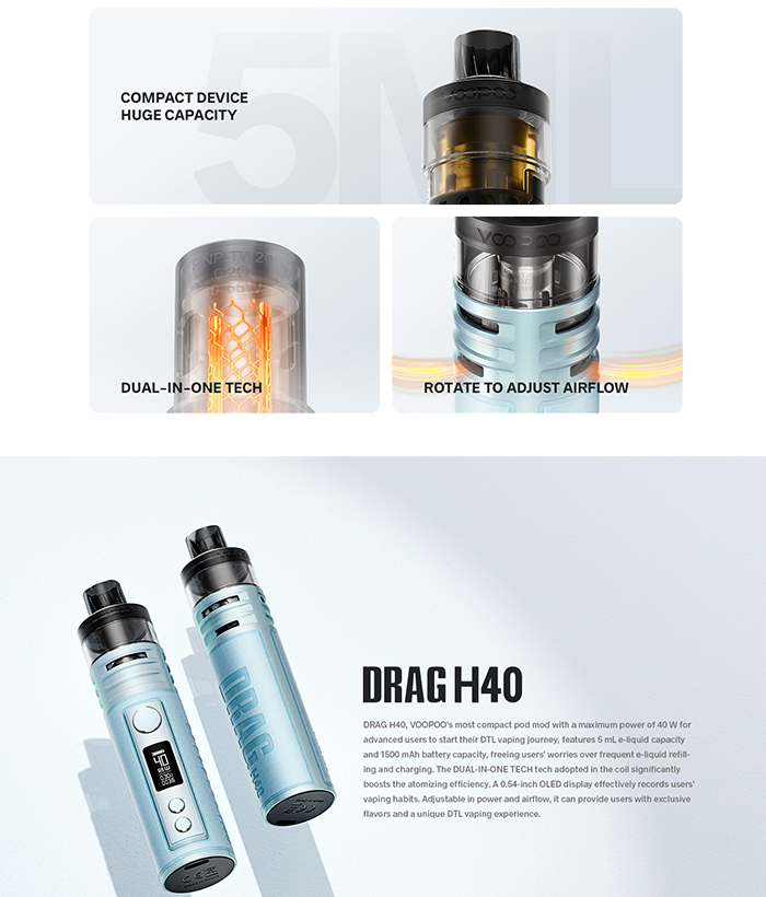 voopoo Drag h40 the smalest mod grip ever
