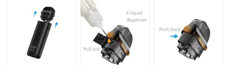 plnenie e-liquidu do cartridge NORD 50W