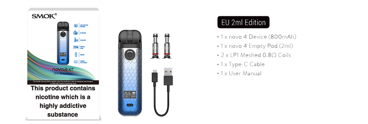 obsah balenia elektronickej cigarety NOVO4