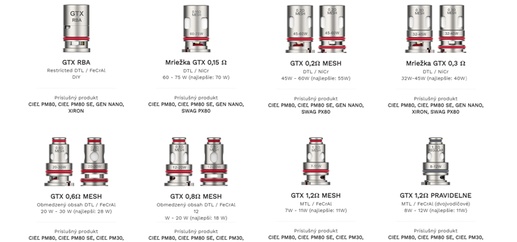 ponuka atomiyérov vaporesso GTX