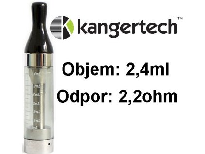 Kangertech CC/T2 clearomizer 2,4 ml 2,2 ohm - čierny