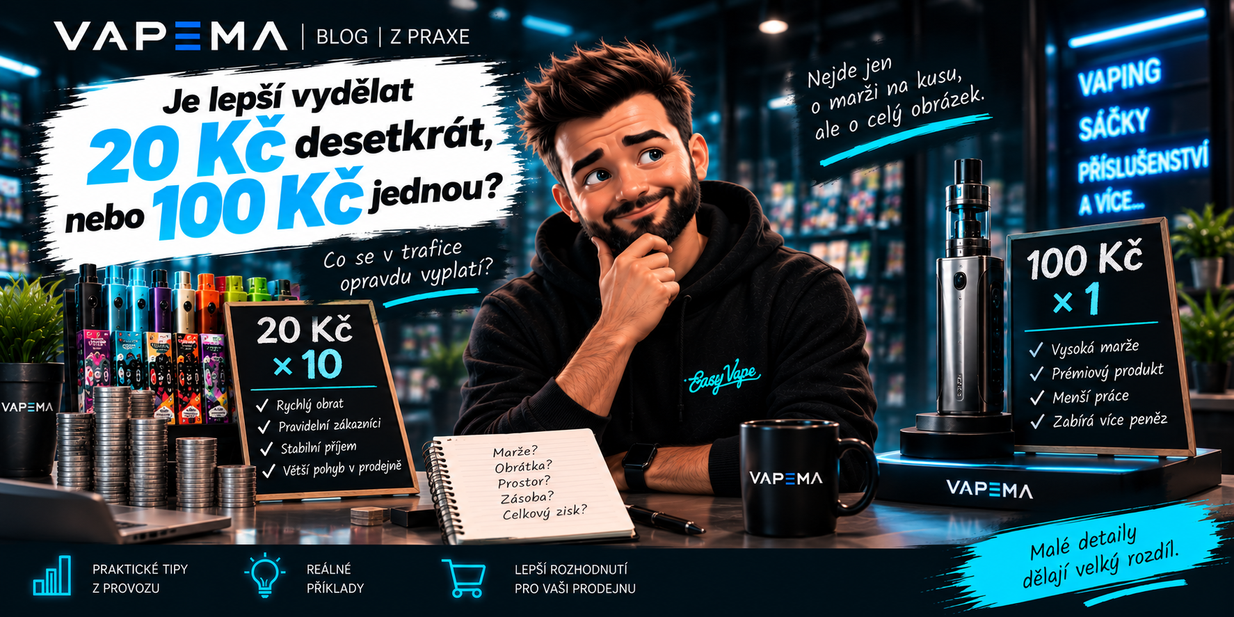 Je lepší vydělat 20 Kč desetkrát, nebo 100 Kč jednou?