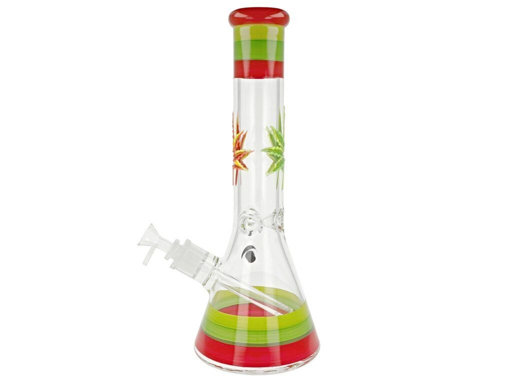 6179 bong skleneny sh beaker colored leaves 36 cm