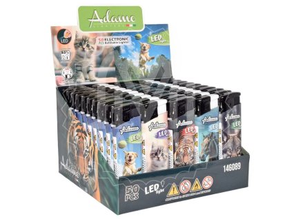BOX 50 ks - Zapalovač - Adamo Piezo - LED Animals