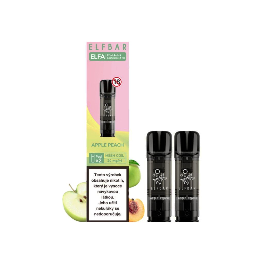 elf bar elfa pods cartridge 2pack apple peach jablko broskev 20mg