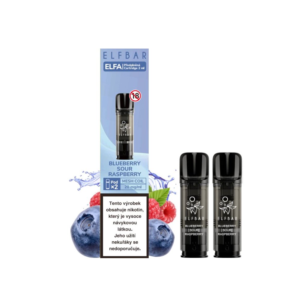 elf bar elfa pods cartridge 2pack blueberry sour raspberry boruvka kysela malina 20mg
