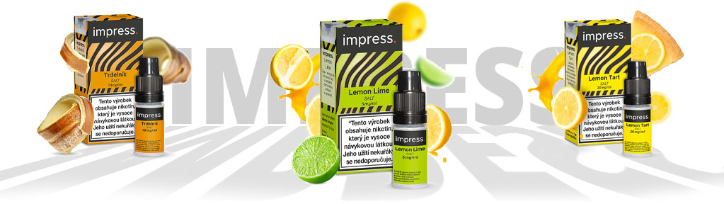 Kolekce příchutí e-liquidů Impress Salt s nikotinovou solí