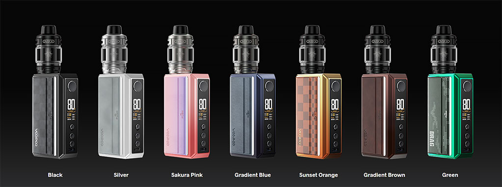 Voopoo Drag 5, barevné variace.