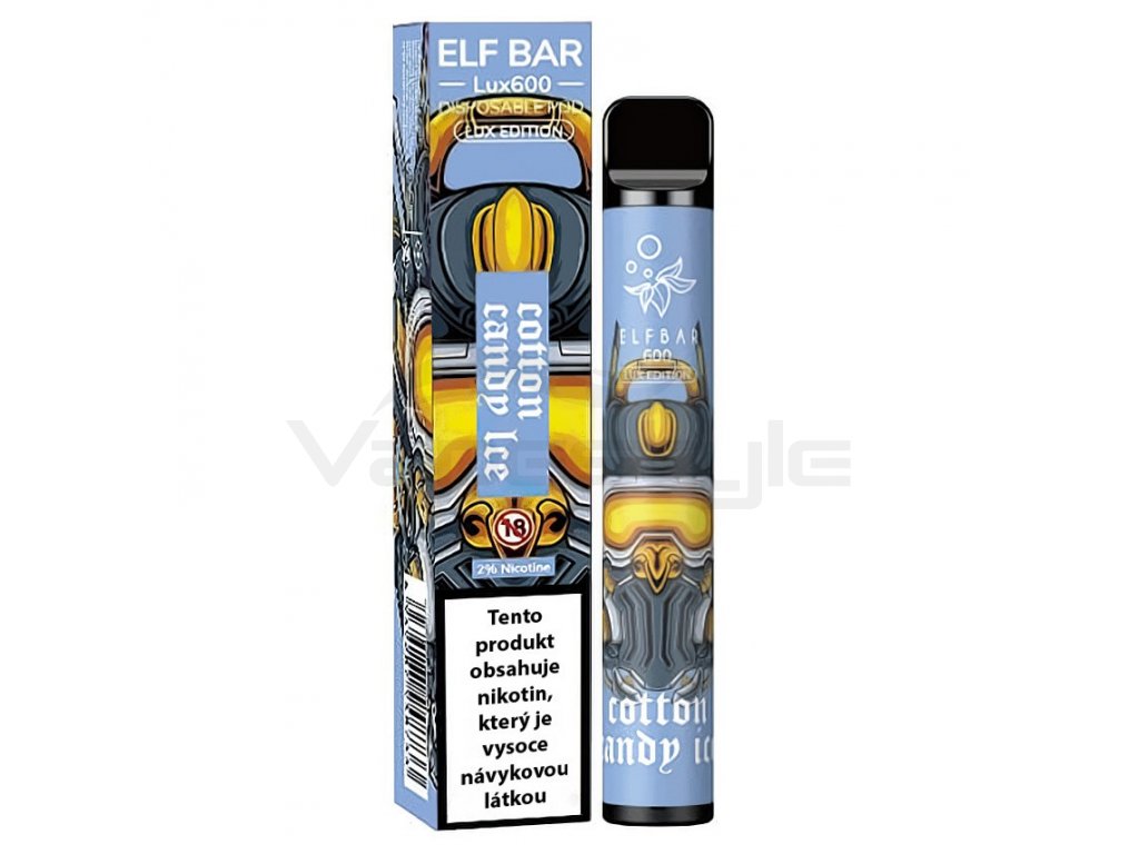 Elf Bar 600 Lux Edition - 20mg - Cotton Candy ICE (Sladké bonbóny s mentolovým nádechem), produktový obrázek.