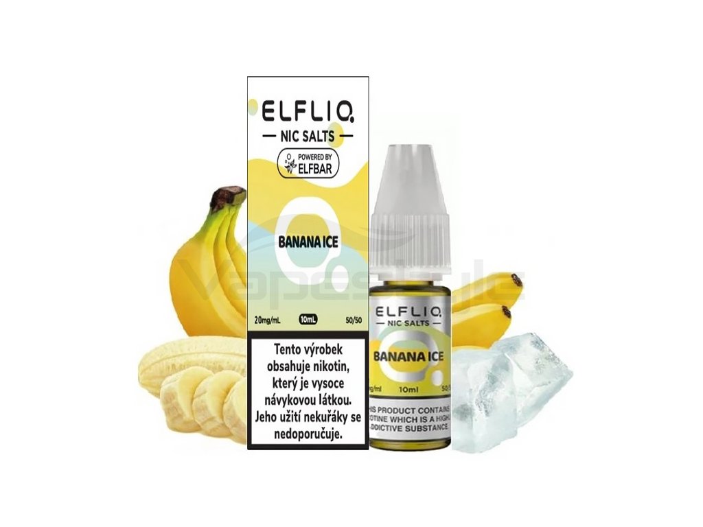 Elf Bar Elfliq - Salt e-liquid - Banana ICE - 10ml - 20mg, produktový obrázek.