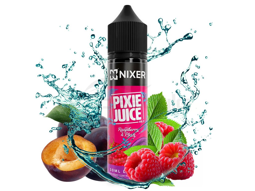 Nixer PIXIE Juice - S&V - Raspberry & Plum - 10ml, produktový obrázek.