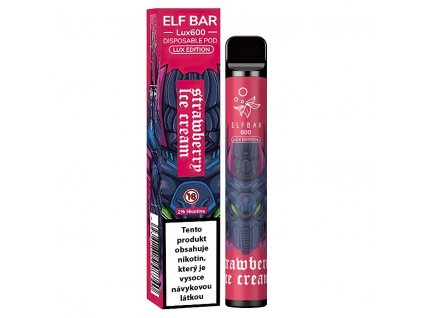 Elf Bar 600 Lux Edition - 20mg - Strawberry ICE Cream (Jahodová smetanová zmrzlina), produktový obrázek.