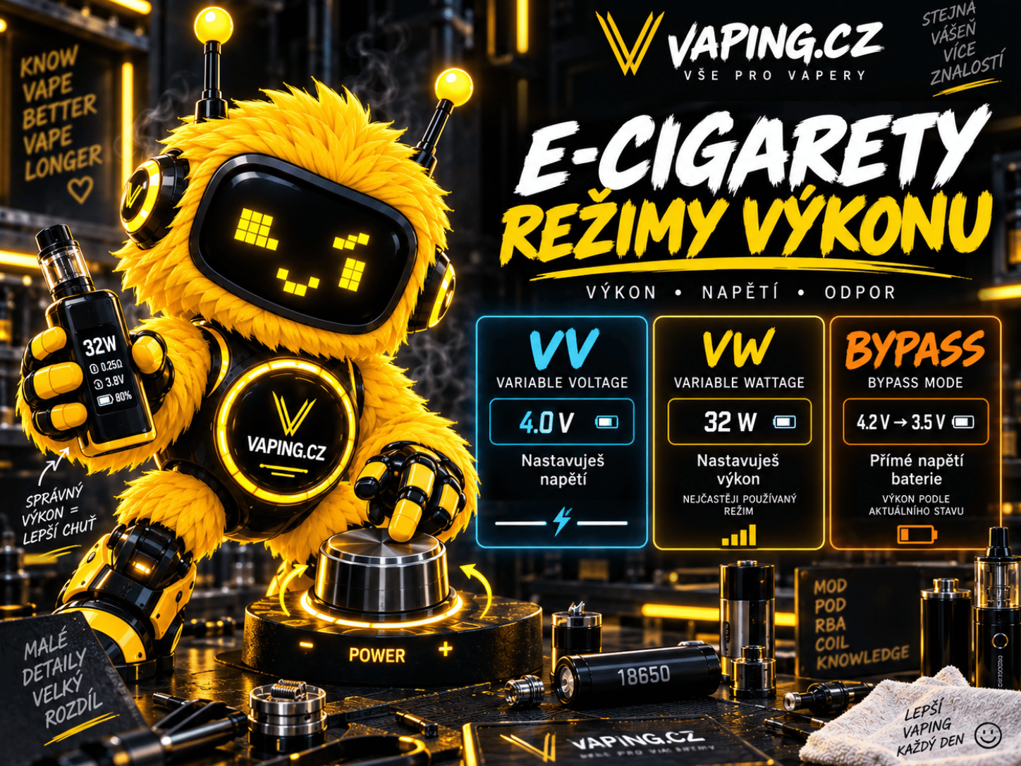 E-cigarety - Režimy výkonu