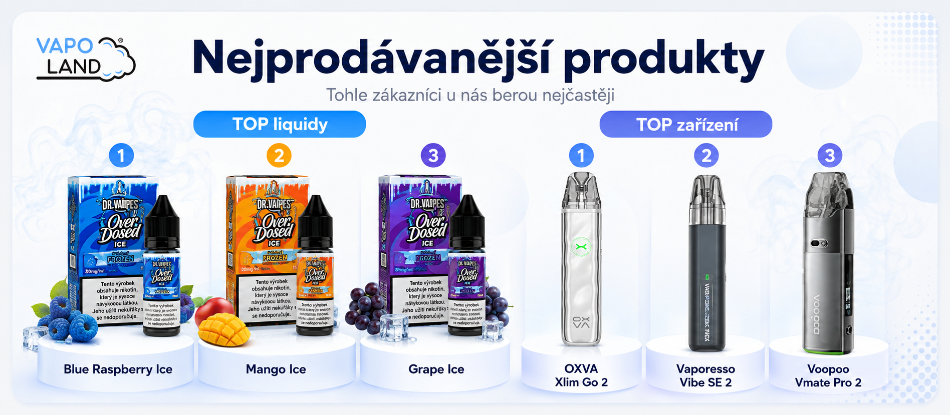 Nejprodávanější liquidy a zařízení