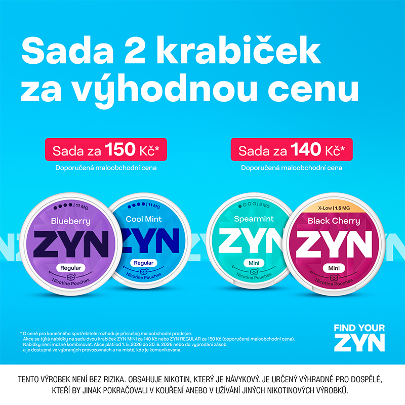 Nikotinové sáčky ZYN v akci 1+1 zdarma