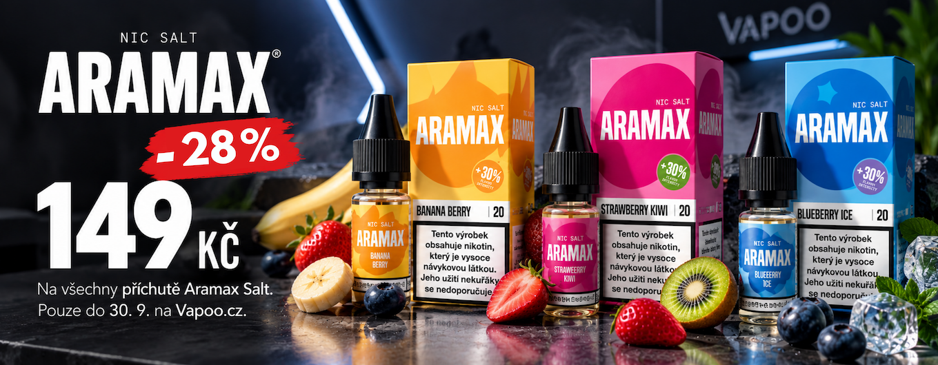 Akce na Aramax salt e-liquidy -28 %!