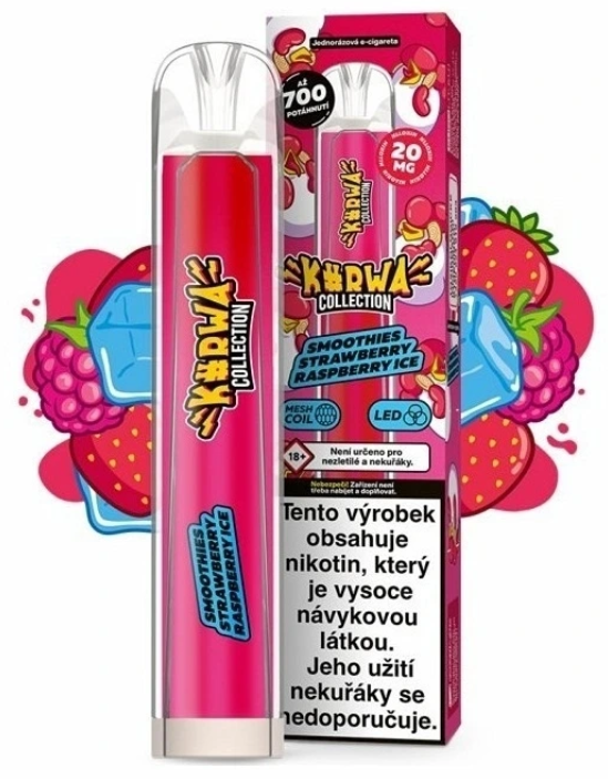 Kurwa Collection jednorázová ecigareta - 20mg - Smoothie Strawberry Raspberry Ice