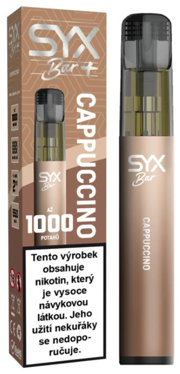 SYX BAR jednorázová e-cigareta Cappuccino