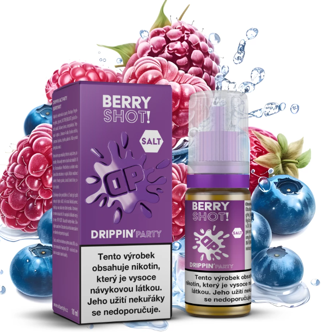 Drippin' Party e-liquid Drippin Salt Party - Berryshot (Kyselé maliny a sladké borůvky) 10ml Obsah nikotinu: 10 mg Kyselé maliny a sladké borůvky
