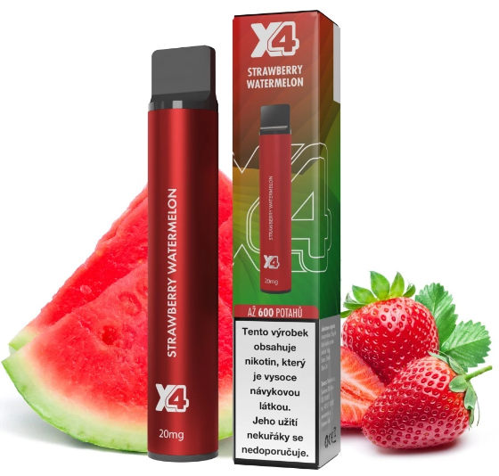 X4 Bar jednorázová e-cigareta Strawberry Watermelon (Jahoda a meloun) Obsah nikotinu: 20 mg