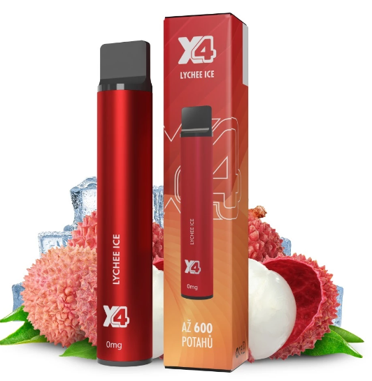 X4 Bar jednorázová e-cigareta Lychee Ice (Chladivé liči) Obsah nikotinu: 0 mg