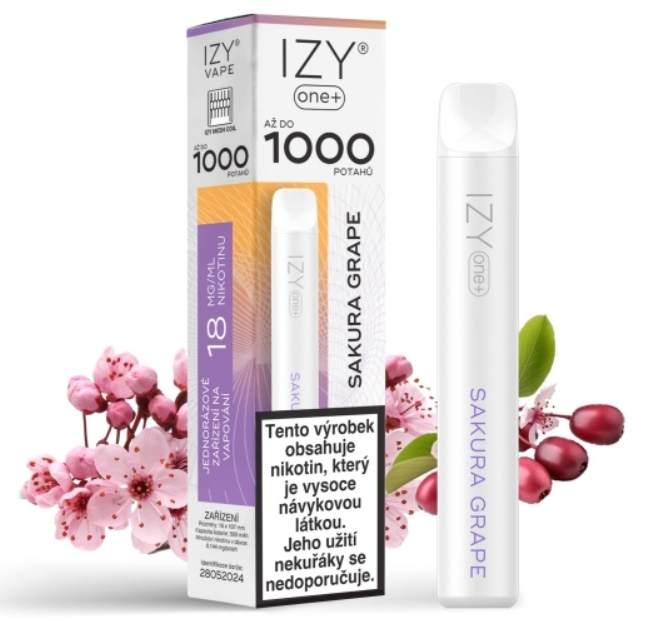 IZY VAPE IZY ONE+ jednorázová e-cigareta - Grape Ice (Ledové hrozno) 18mg