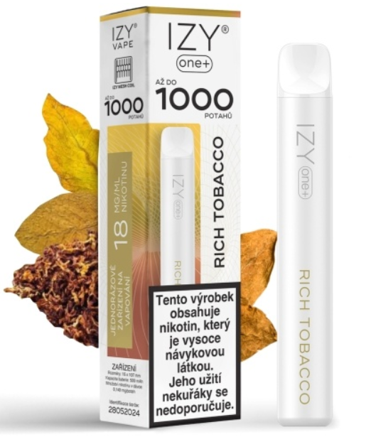 IZY VAPE IZY ONE+ jednorázová e-cigareta - Rich Tobacco (Tabák) 18mg