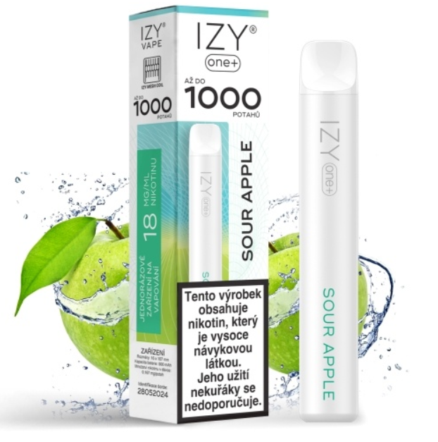 IZY VAPE IZY ONE+ jednorázová e-cigareta - Sour Apple (Kyselé jablko) 18mg