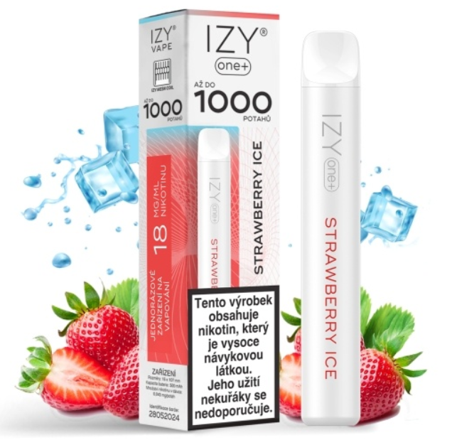 IZY VAPE IZY ONE+ jednorázová e-cigareta - Strawberry Ice (Ledová jahoda) 18mg
