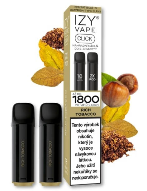 Levně IZY VAPE IZY CLICK náplň Rich Tobacco (Silný tabák) 2x2ml Silný tabák