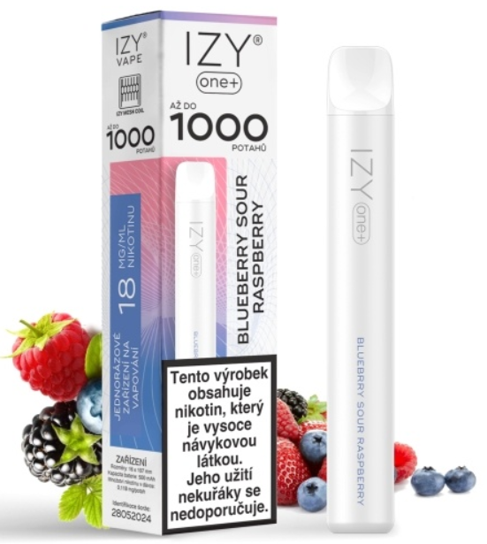 Levně IZY VAPE IZY ONE+ jednorázová e-cigareta - Blueberry Sour Raspberry (Malina a borůvka) 18mg