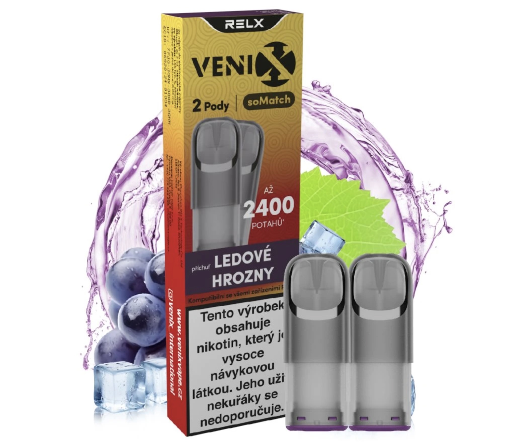 Venix Náplň VENIX-RELX soMatch Pod - Grape Ice 2ks Chladivé hrozno
