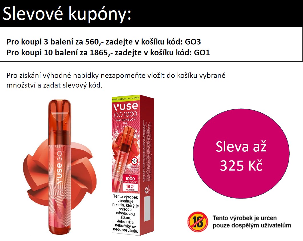 Vuse GO 1000 Pen jednorázová e-cigareta Watermelon Mint (Ice) 18mg