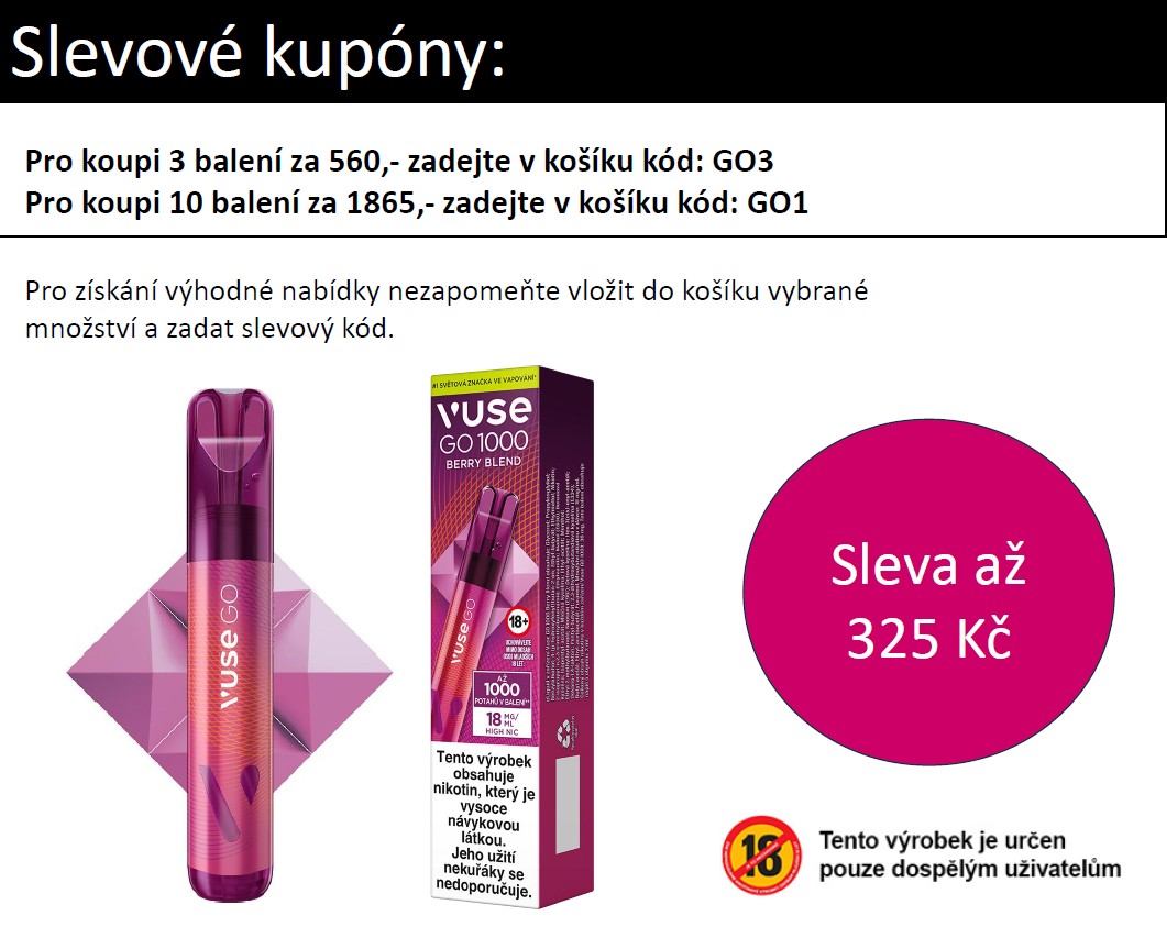 Vuse GO 1000 Pen jednorázová e-cigareta Berry Blend 18mg